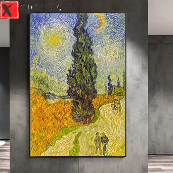 5D DIY Алмазная Вышивка Road wit Cypress and Star By Van Gogh Полное Рукоделие Алмазная Живопись Вышивка Крестом Декор Для Дома