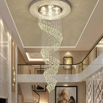 Новая современная хрустальная люстра для винтовой внутренней лестницы, роскошного коридора, светодиодной хрустальной люстры, лестничной лампы, освещения виллы
