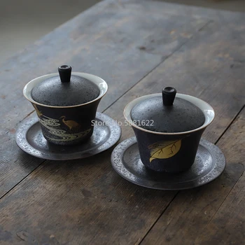Керамическая Чайная чашка Gaiwan, Супница ручной работы, Китайский Чайный набор Кунг-фу, Посуда для напитков