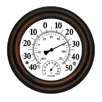 20 см Антикварный внутренний наружный термометр Гигрометр Измеритель температуры и влажности Настенные часы Термометр для домашнего декора Прочный