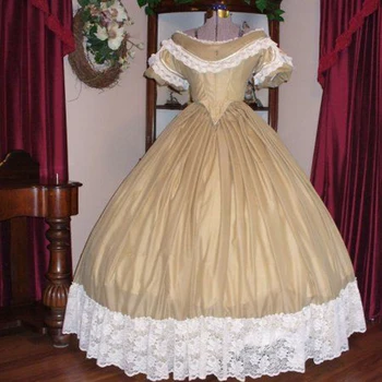 желтое платье времен гражданской войны 1890-х годов, бальное платье викторианской принцессы С открытыми плечами, Элегантное платье Southern Belle, вечернее платье scarlett, платье