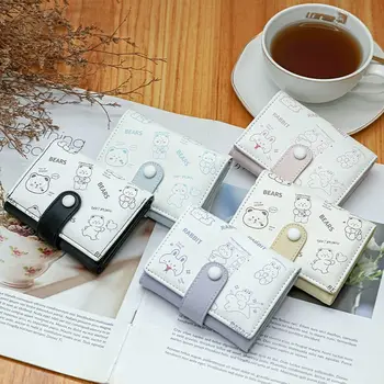 Элегантные кошельки Ins в корейском стиле с изображением медведя, мини-сумки для карточек из искусственной кожи с мультяшным рисунком, портативный кошелек с держателем кредитной карты Daisy