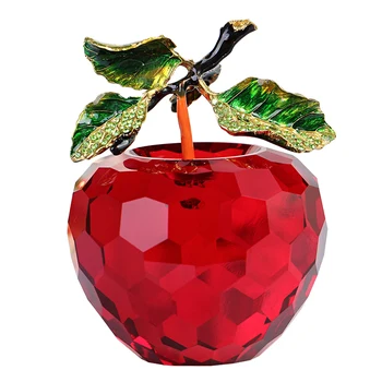 80-миллиметровое хрустальное Рождественское яблочное пресс-папье, Стеклянное пресс-папье для фруктов, поделки, подарки, искусство и коллекция, сувениры для дома, свадебные украшения