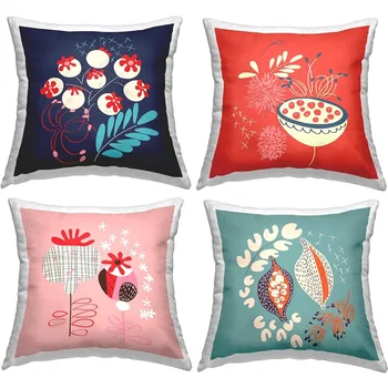 Подушка для Объятий на диван 18 X 18 Многоцветных Подушек Для сна Современный дизайн Ботанических семян От Lil' Rue (Набор из 4-х)