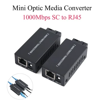 1 пара Мини-Гигабитных Волоконно-Оптических Медиаконвертеров 100/1000 Мбит/с Оптический Приемопередатчик SC к Коммутатору Ethernet RJ45 20 км с питанием от США