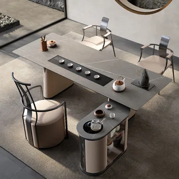 Мраморный чайный столик и набор стульев Современная простая легкая роскошная мебель из каменной плиты для офиса и балкона высокого класса