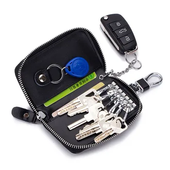 Чехол для ключей небольшого размера, кожаные сумки на молнии, вешалка для ремня, прочная автомобильная сумка для хранения ключей от машины, органайзер для ключей от бизнес-комнаты, чехлы-держатели