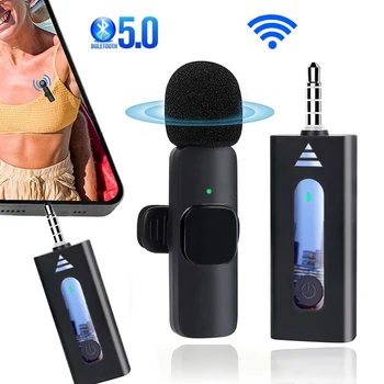 Bluetooth 5.0 Беспроводной 3,5-мм петличный микрофон для мобильного телефона, камера прямой трансляции, динамик, Перезаряжаемый мини-микрофон на открытом воздухе