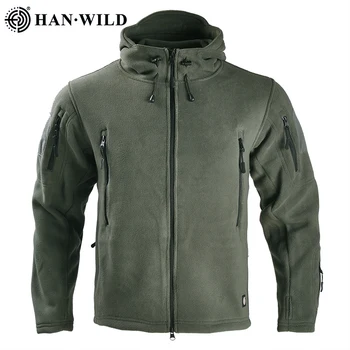 Мужская флисовая куртка HAN WILD, теплые охотничьи куртки, походная одежда, Утепленная Мягкая армейская куртка в стиле милитари, Многокамерная Мужская одежда