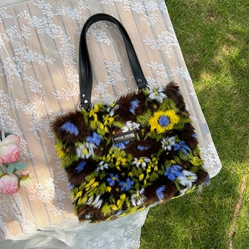 Женские сумки JIOMAY, роскошная дизайнерская сумка, Новый дизайн, Модная Пушистая Красочная печать, Универсальная сумка через плечо большой емкости