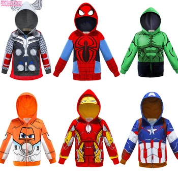 Новая осенняя толстовка Marvel с Халком, Человеком-пауком, Капитаном Америкой, Мстителями, свитер, толстовка с капюшоном на молнии с героями мультфильмов, детская одежда