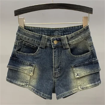 винтажные джинсовые шорты, женский комбинезон с эластичными ягодицами, короткие сексуальные брюки для девочек, летние