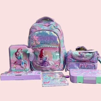 Disney Подлинная австралийская Школьная сумка Smiggle Mermaid, пенал, блокнот, набор канцелярских принадлежностей для детей, Студенческая сумка для ланча, рюкзак, подарок для девочки