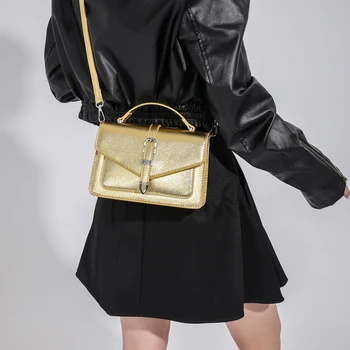 Винтажные однотонные сумки и кошельки с клапанами для женщин, сумки через плечо, 2023 Новая брендовая дизайнерская сумка-мессенджер высокого качества