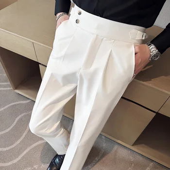 Мужские брюки Napoli в британском стиле, облегающие деловые повседневные брюки для собеседования с персоналом офиса, свадебные мужские брюки